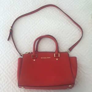 Michael Kors Red Medium Leather Bag with Crossbody